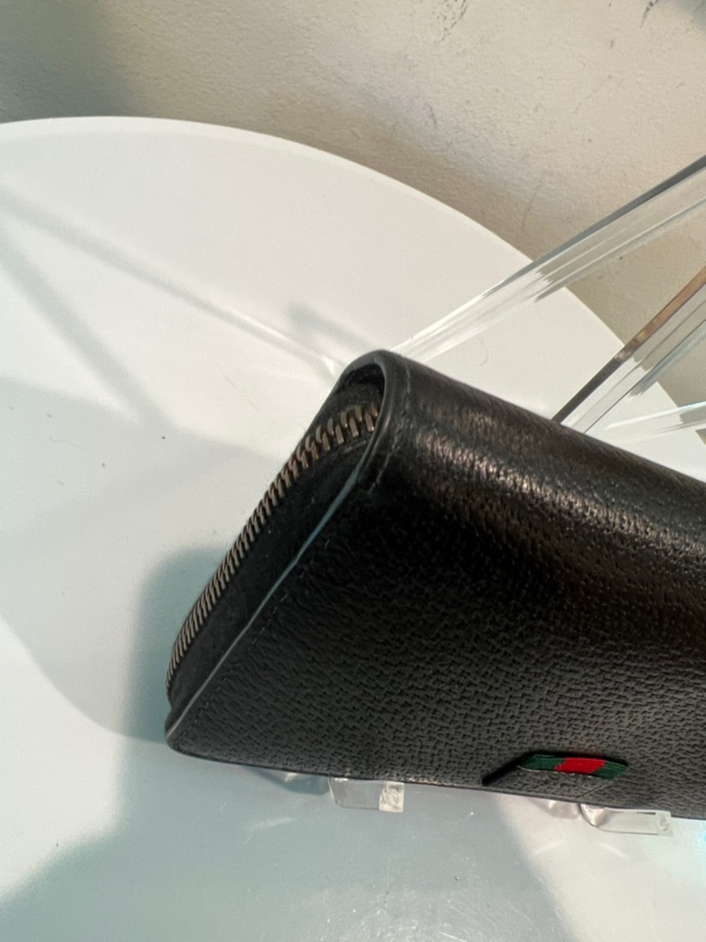 Gucci Agora Web Black Leather Long Zippy Wallet with Red & Green Sherry Line - Picture 15 of 15
